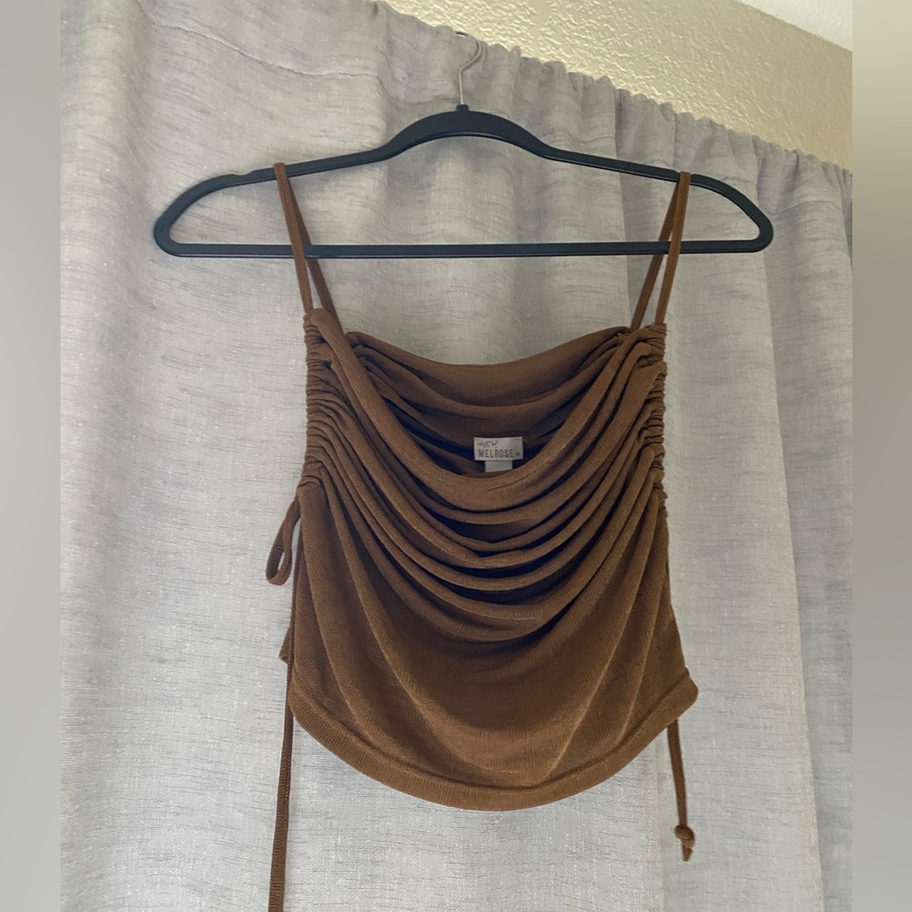 West of Melrose copper medium cowl neck crop top